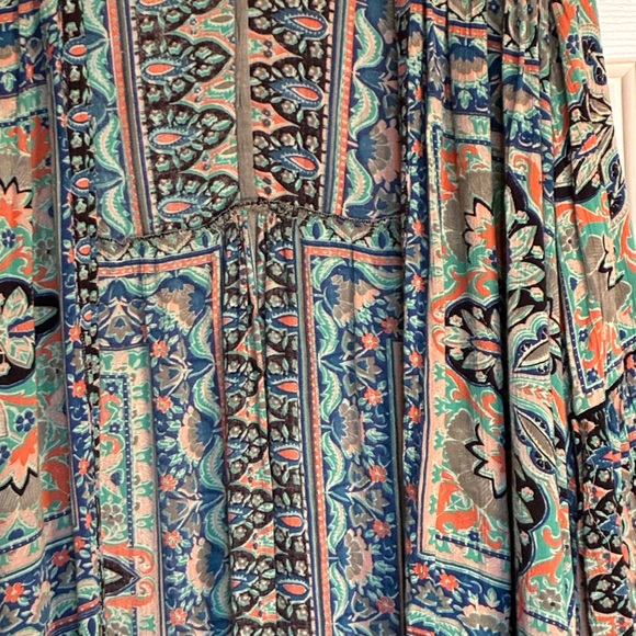 Vibrant Blue and Orange Women's Kimono - Picture 2 of 11